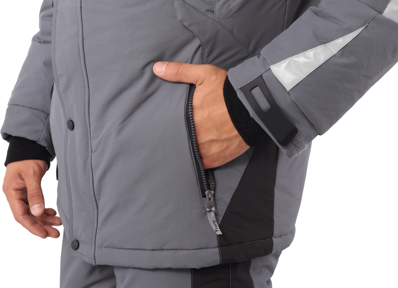Куртка зимняя мужская Хай-Тек, тк.Наутика,135, IV+Особый, серый/черный/красный