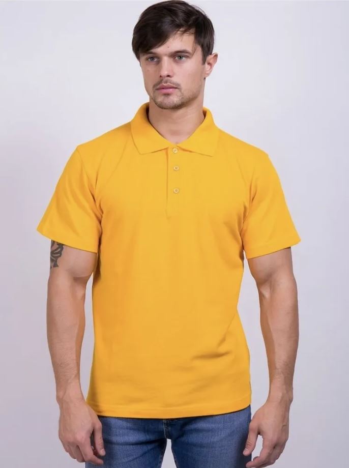 Рубашка-поло мужская, Хлопок,210, короткий рукав, желтый, БЕЛ 543.04