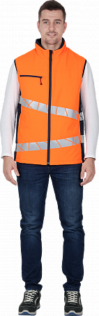 Жилет утепленный мужской ACTIVE, тк.Протект,220, флуор. оранжевый/т.синий М
