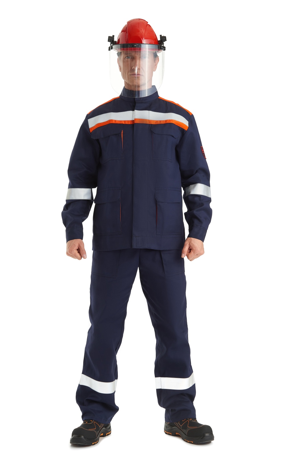Костюм от термических рисков электрической дуги летний СП011-ЛII 14 кал/см, брюки, т.синий/оранжевый