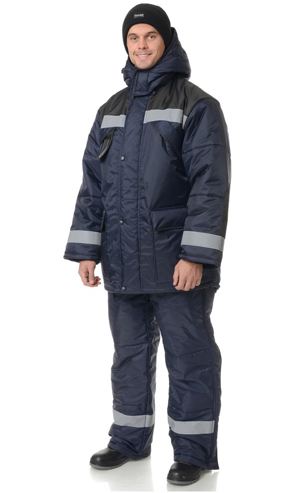 Костюм зимний Эверест, тк.Полиэфир,80, п/к, синий/черный М