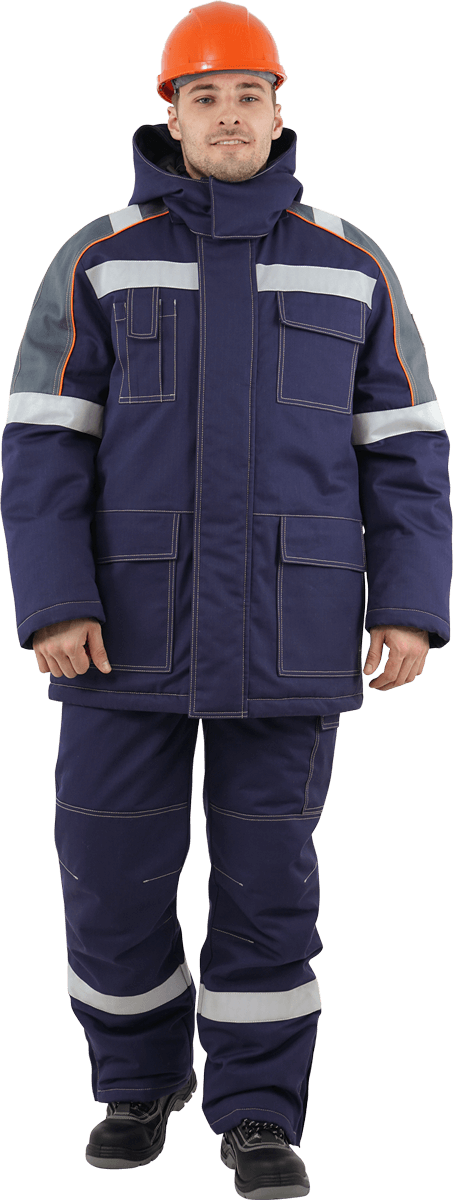 Костюм зимний Мегастатойл, тк.Легион 240 А,250, IV+особый, п/к, т.синий/серый/оранжевый М