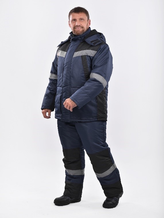 Костюм зимний Урал-Комфорт NEW, Таслан 100% ПЭ,130, п/к+жилет, IV+Особый, синий/черный М