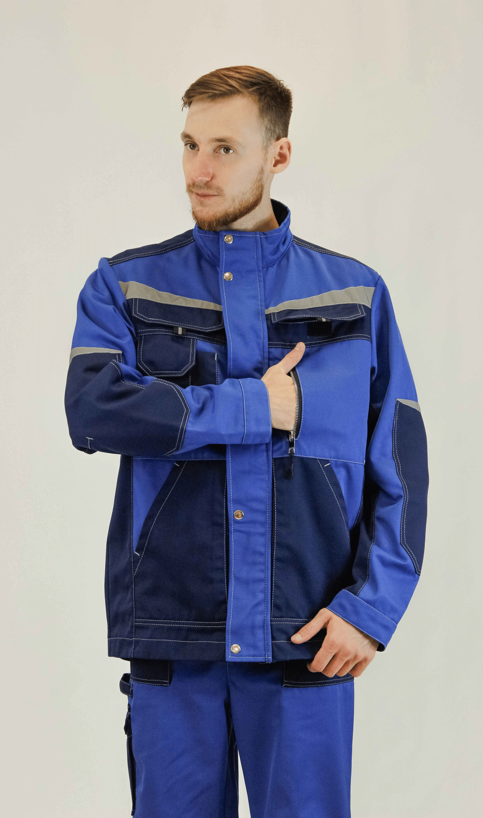 Костюм мужской ИТР МС-1, тк.Смесовая,300, брюки, т.синий/васильковый М
