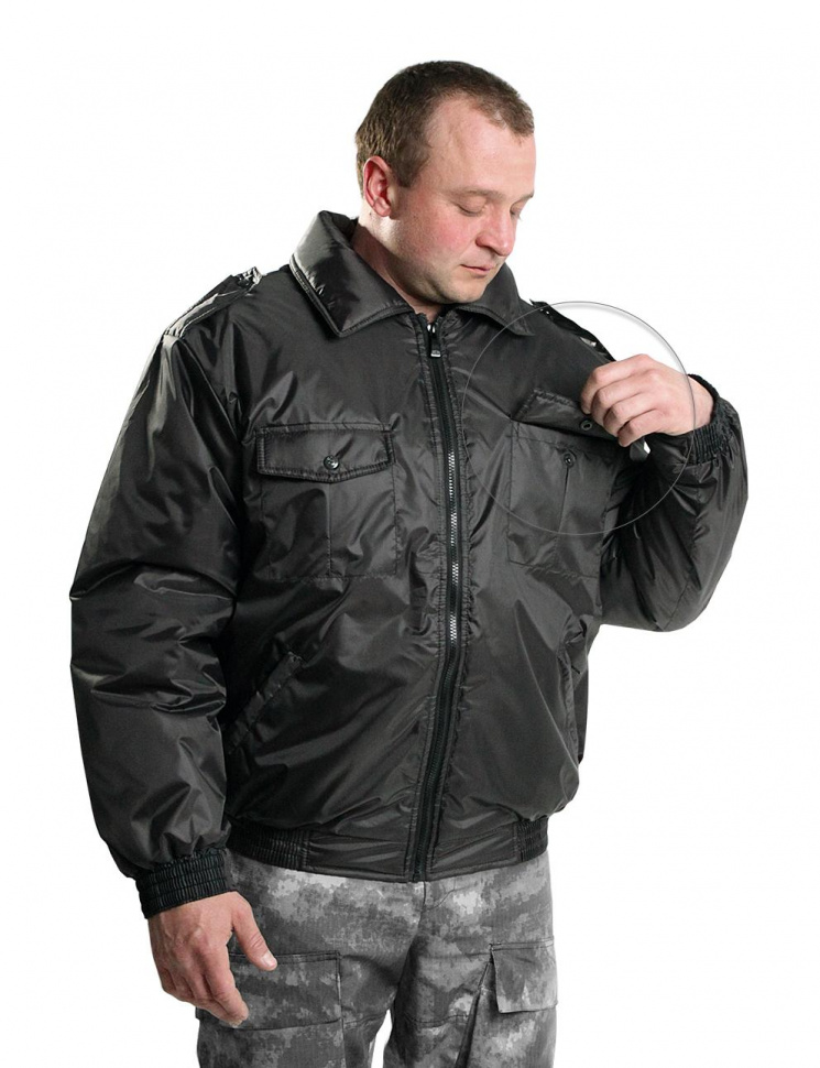 Куртка-ветровка мужская Охрана, тк.Оксфорд,120, черный