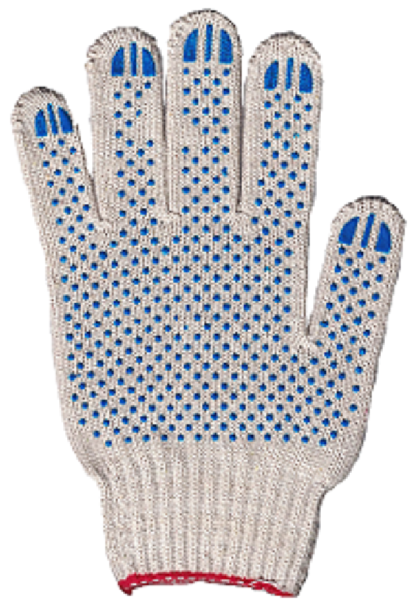 Перчатки х/б, 7.5 класс, шестиниточные, белые, ПВХ точка