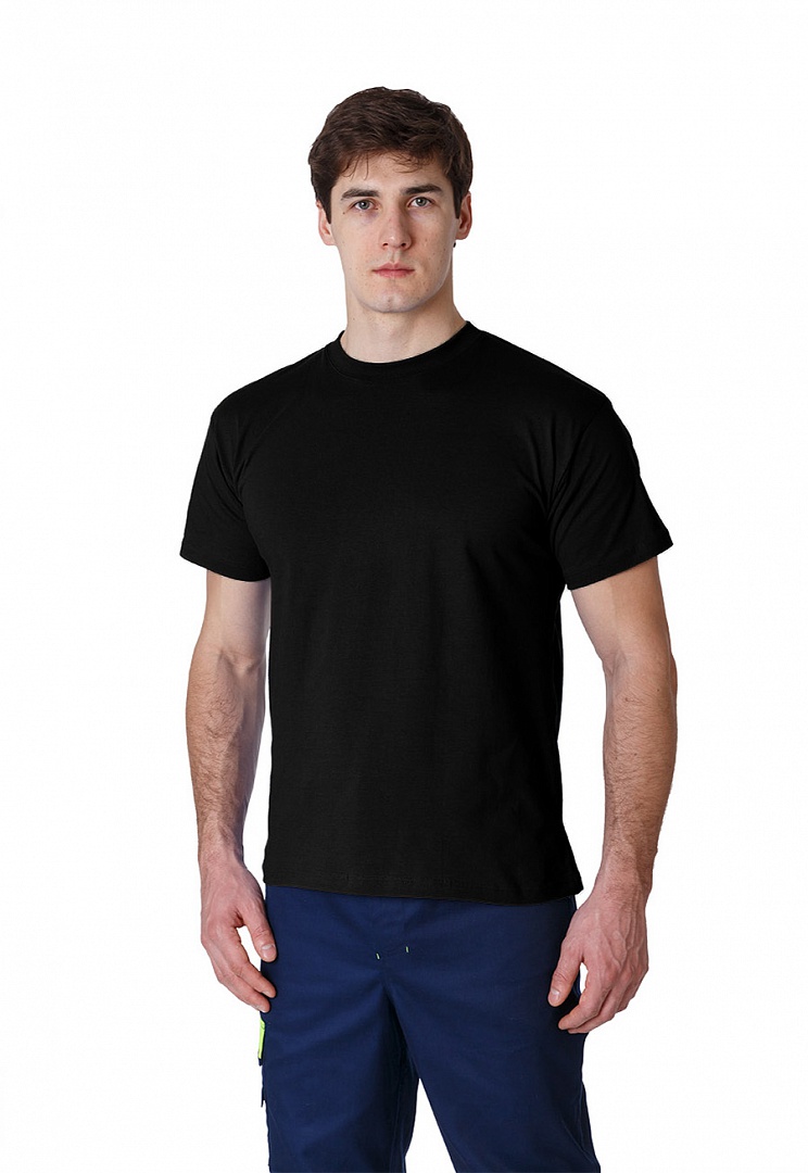 Футболка мужская, короткий рукав, тк.Хлопок,160, черный