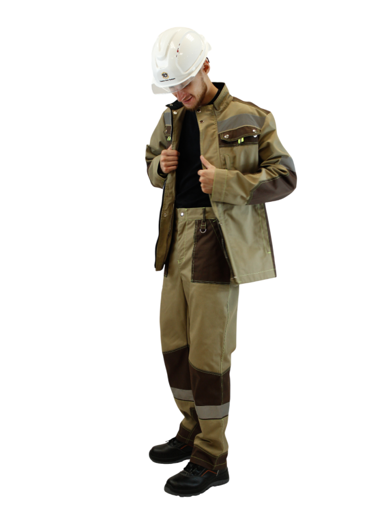 Костюм мужской ИТР Кронос мод.1, тк.Смесовая,245, брюки, бежевый/коричневый М