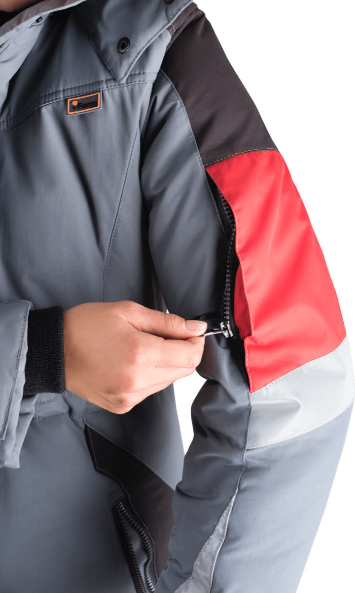 Куртка зимняя женская Хай-Тек, тк.Наутика,135, IV+Особый, серый/черный/красный