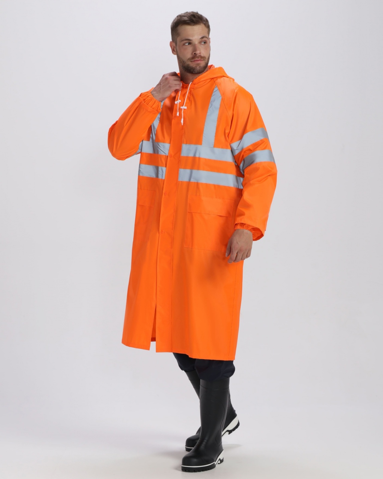 Плащ влагозащитный сигнальный ProfLine Specialist СОП, тк.Полиэстер/ПВХ, 210, оранжевый М