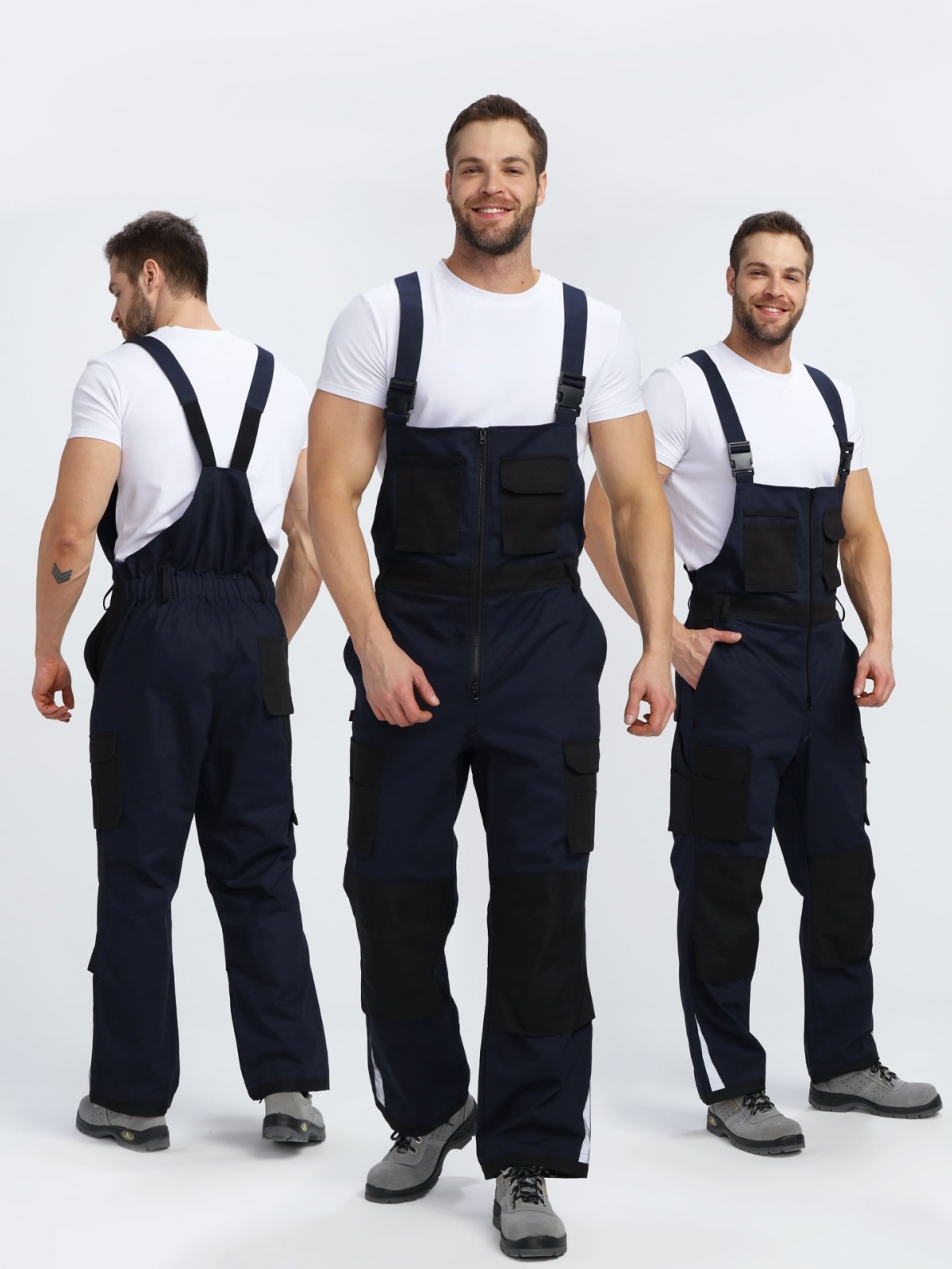 Полукомбинезон мужской Милан, тк.Смесовая,260, т.синий/черный М