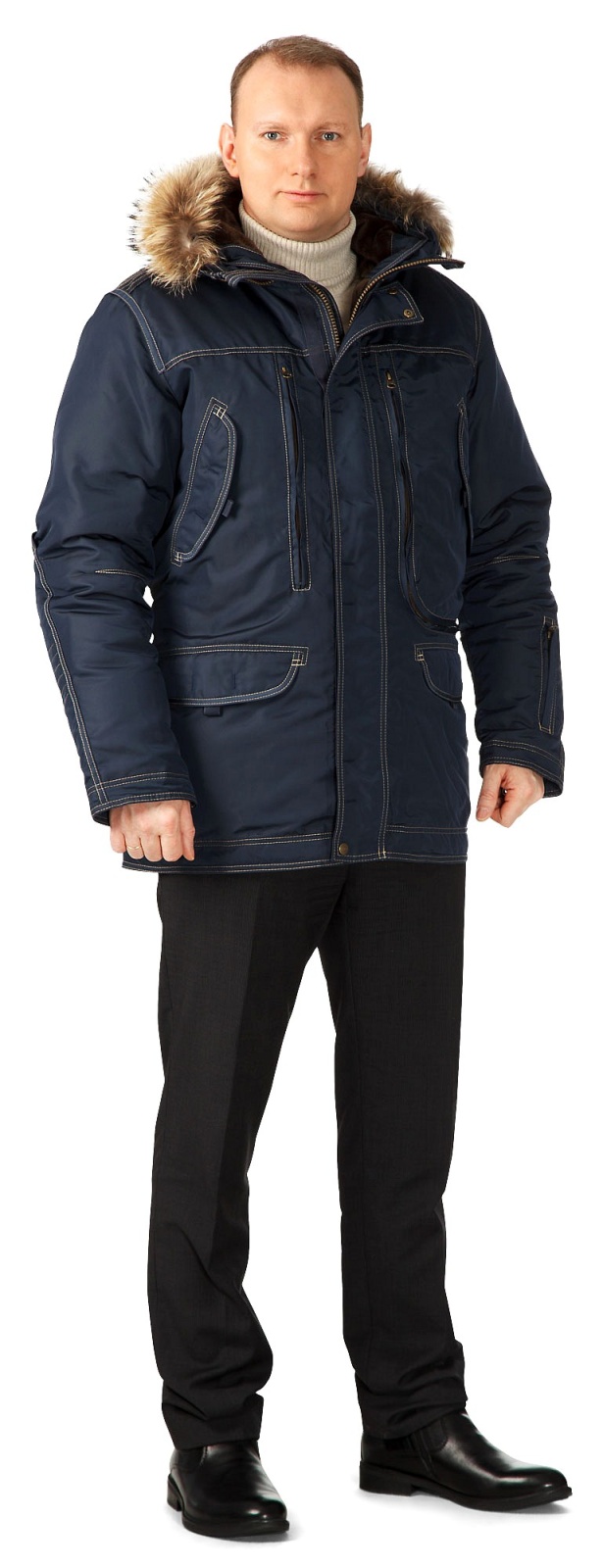 Куртка зимняя мужская, тк.100% Полиамид,140, т.синий