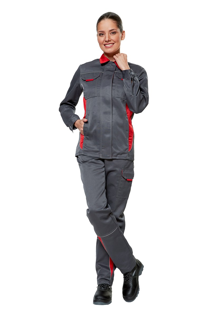 Костюм женский Страйк, тк.Gerda,210, брюки, серый/красный