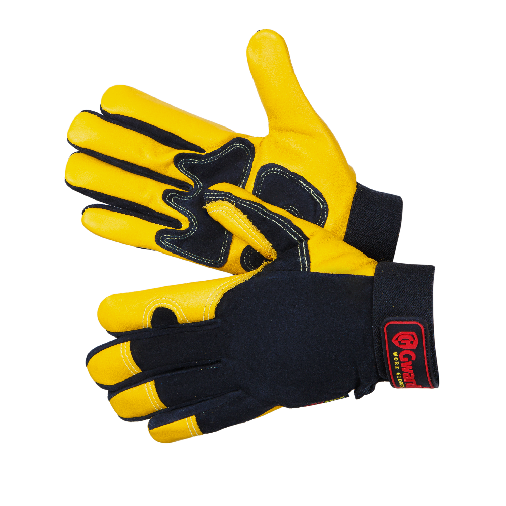 Перчатки эргономичные кожаные Gward Argo XY250, желтый/черный 