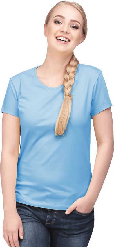 Футболка женская с лайкрой светло-голубая