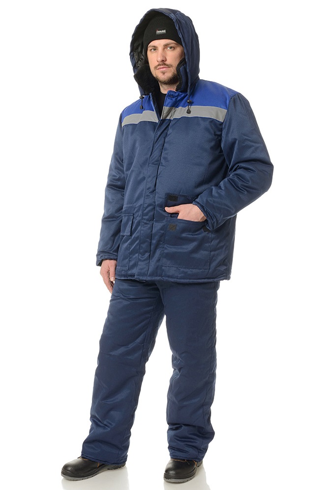 Куртка зимняя мужская Бригадир, тк.Смесовая,210, т.синий/васильковый