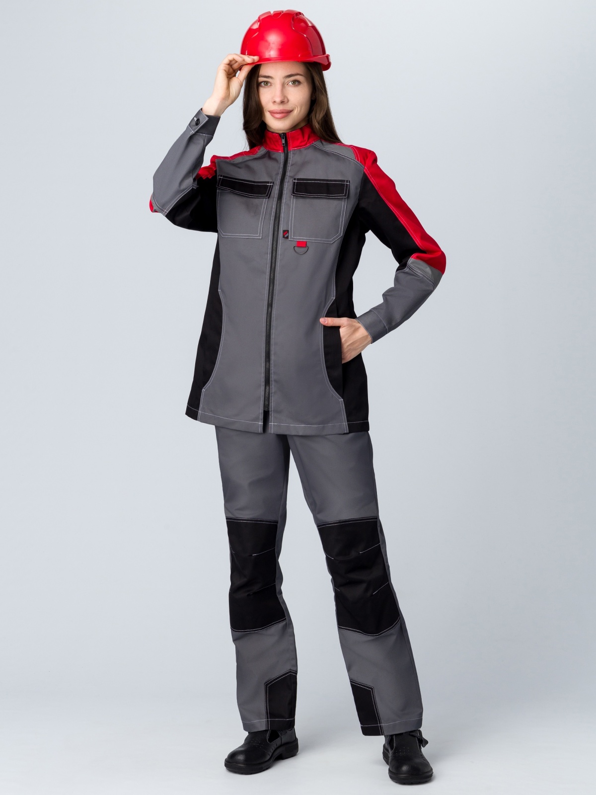 Костюм женский Формула, тк.Смесовая,240, п/к, серый/красный/черный М