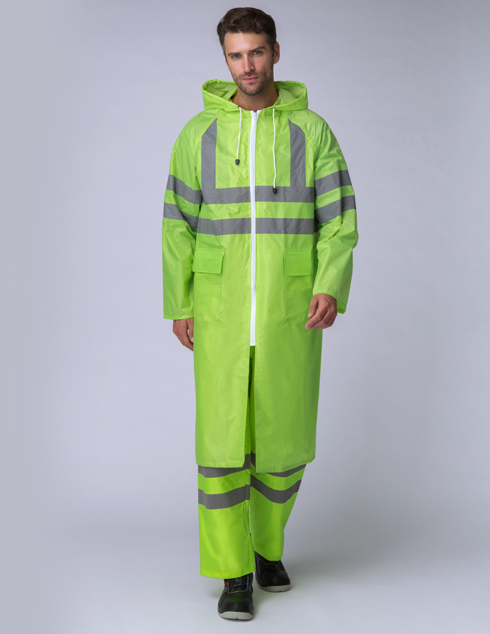 Плащ влагозащитный сигнальный СОП, тк.Нейлон/ПВХ,180, лимонный М