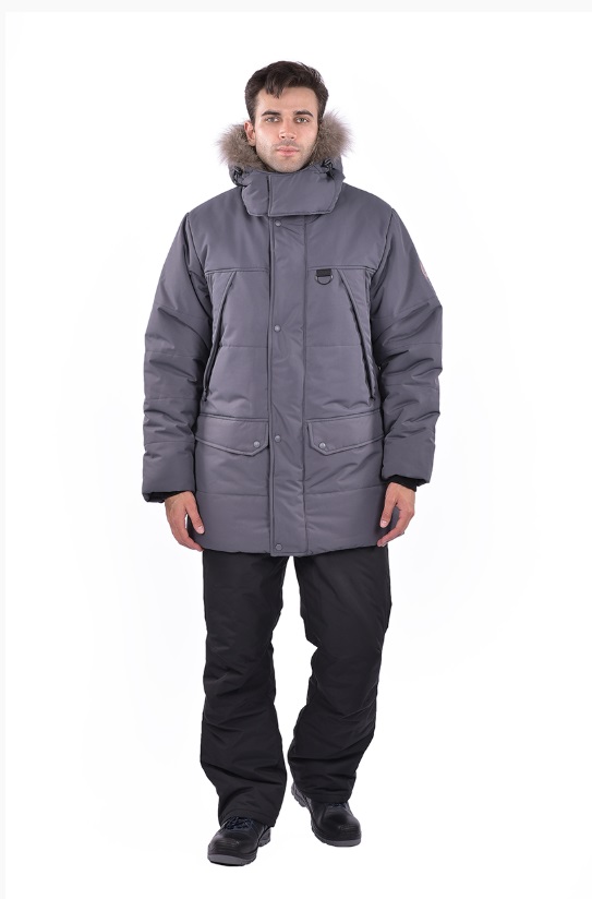 Куртка зимняя мужская Урал Комфорт (Аляска), тк.Микрополиэфир 100%, серый М  4 клим. Пояс  КУР 571.4