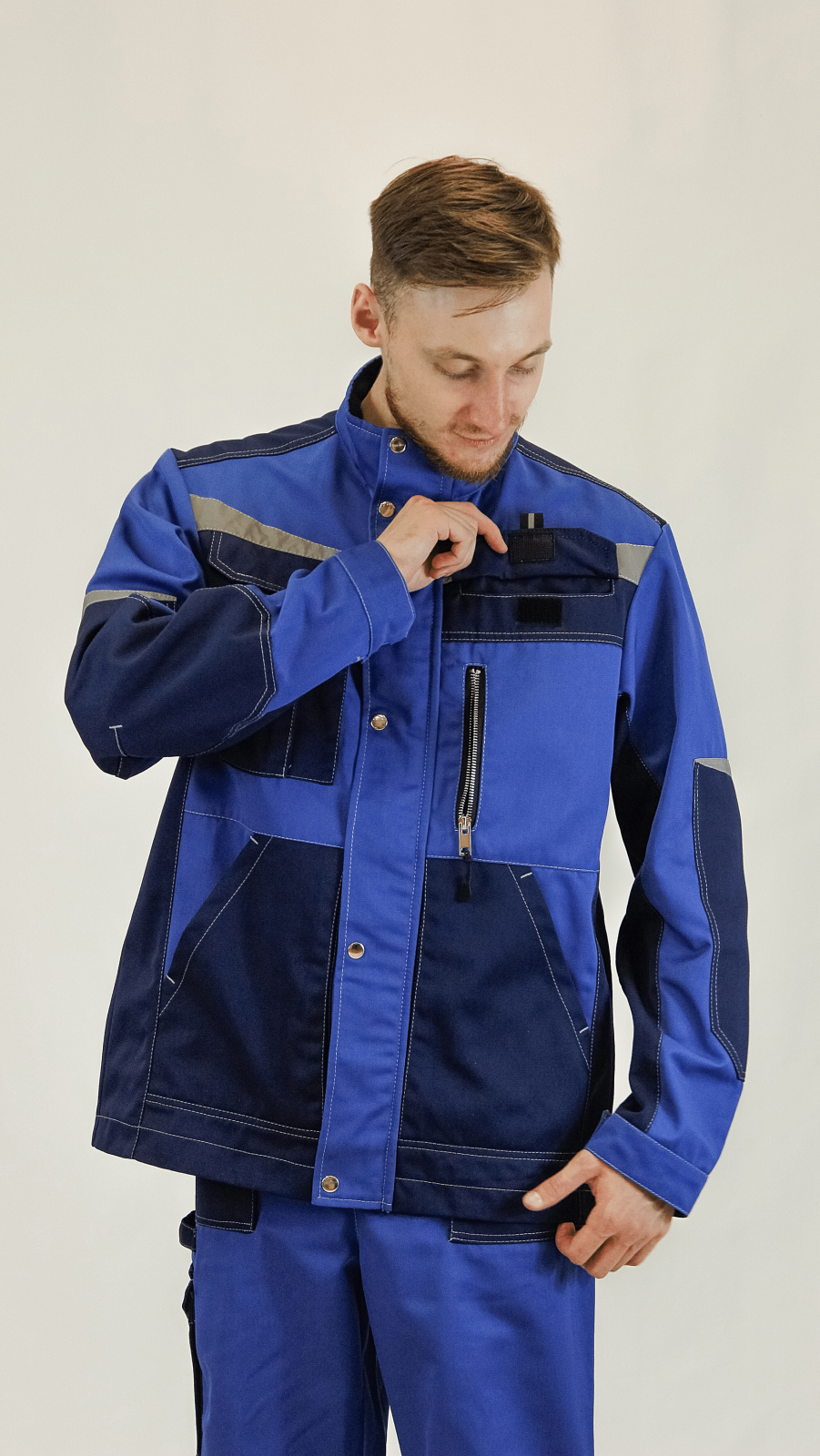 Костюм мужской ИТР МС-1, тк.Смесовая,300, брюки, т.синий/васильковый М