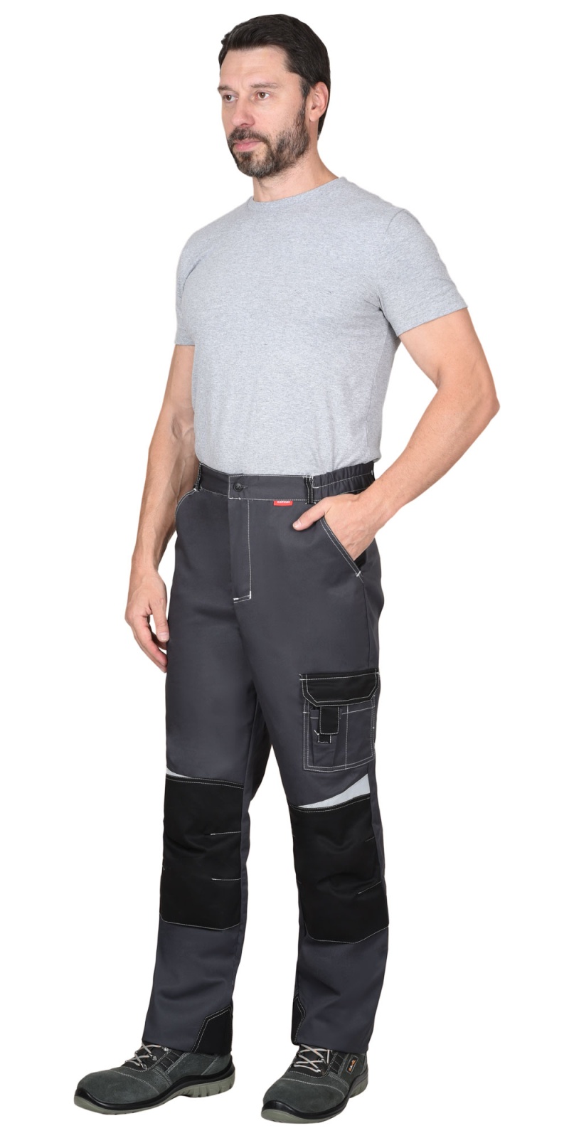 Брюки мужские Фаворит-Мега-Сириус, тк.Смесовая,245, серый/черный М