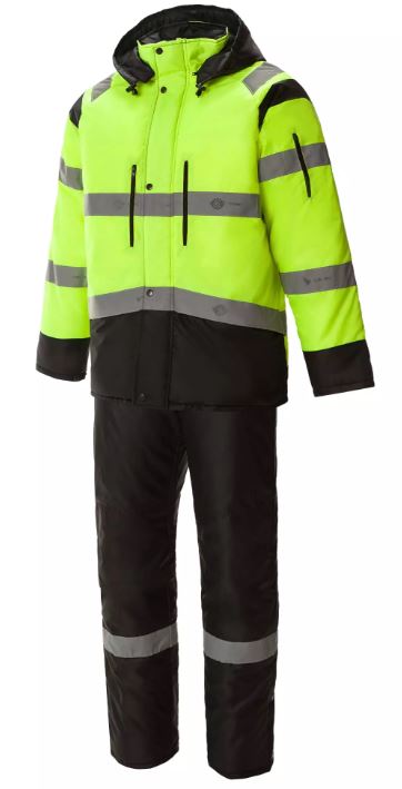 Костюм зимний сигнальный Премиум, тк.Оксфорд,105, брюки, черный/лимонный М