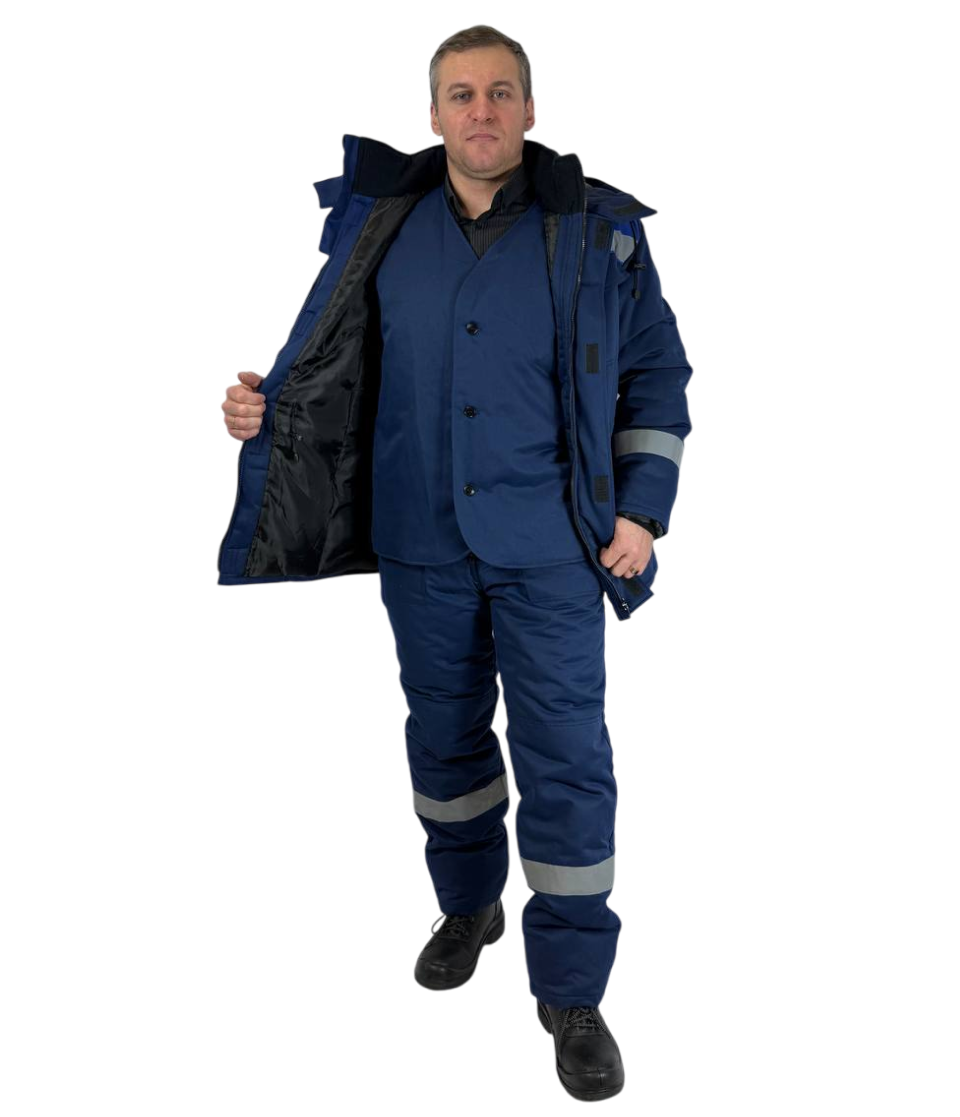 Костюм зимний Сибирь ТСТ, тк.Смесовая,240, жилет, п/к, т.синий/василек М