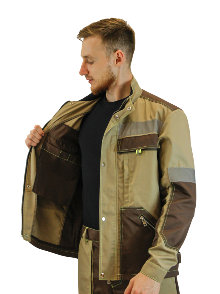 Костюм мужской ИТР Кронос мод.2, тк.Смесовая,245, брюки, бежевый/коричневый М