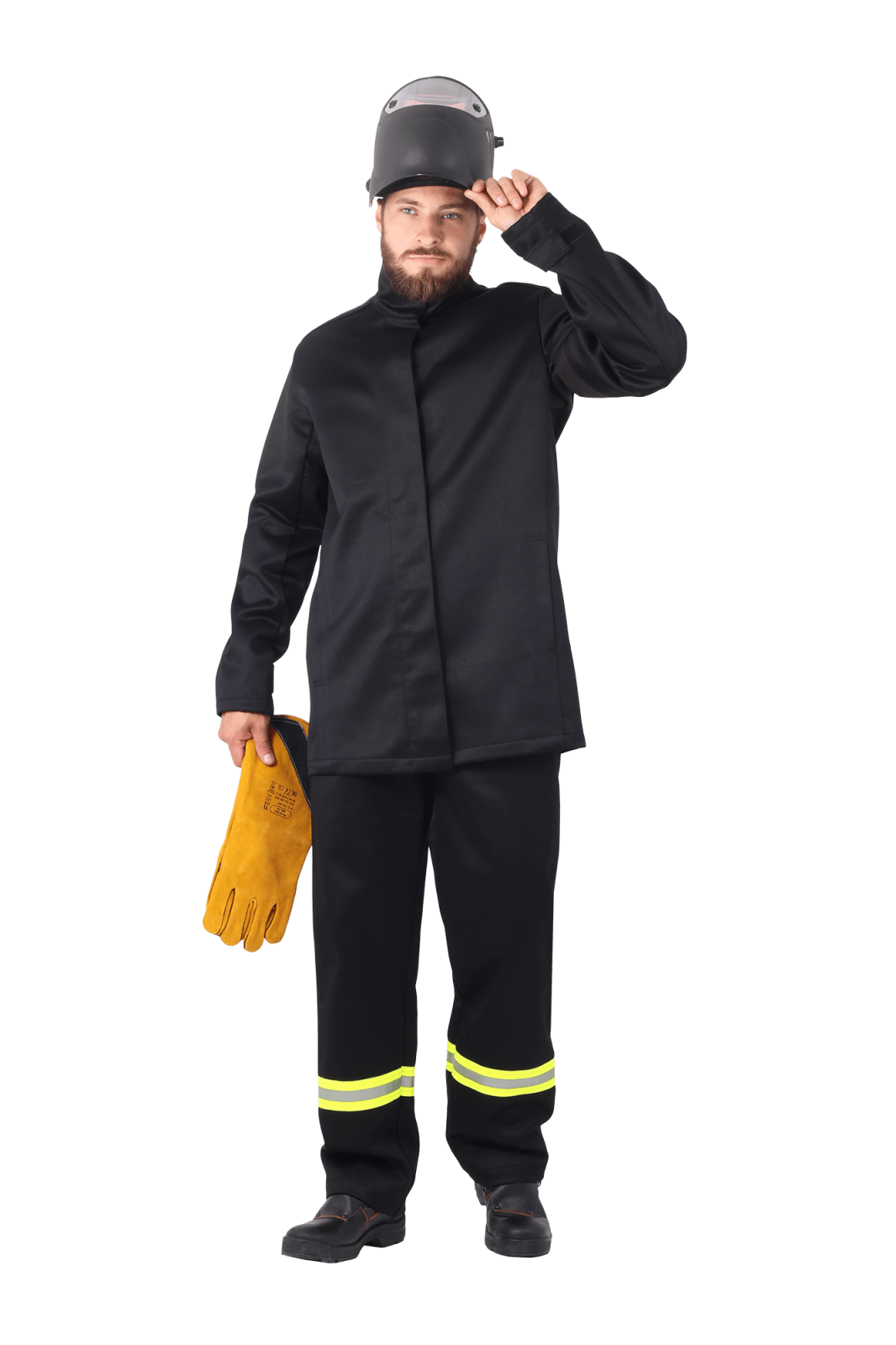 Костюм сварщика 3 кл. защиты Прометей Огнепротект, тк.Хлопок,480, брюки, черный М