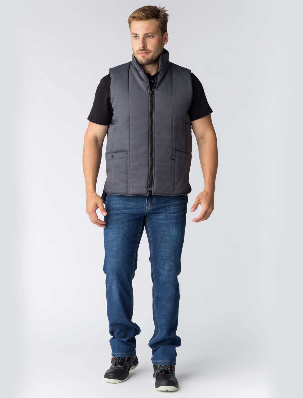 Жилет утепленный Универсальный, тк.Смесовая,210, т.серый М