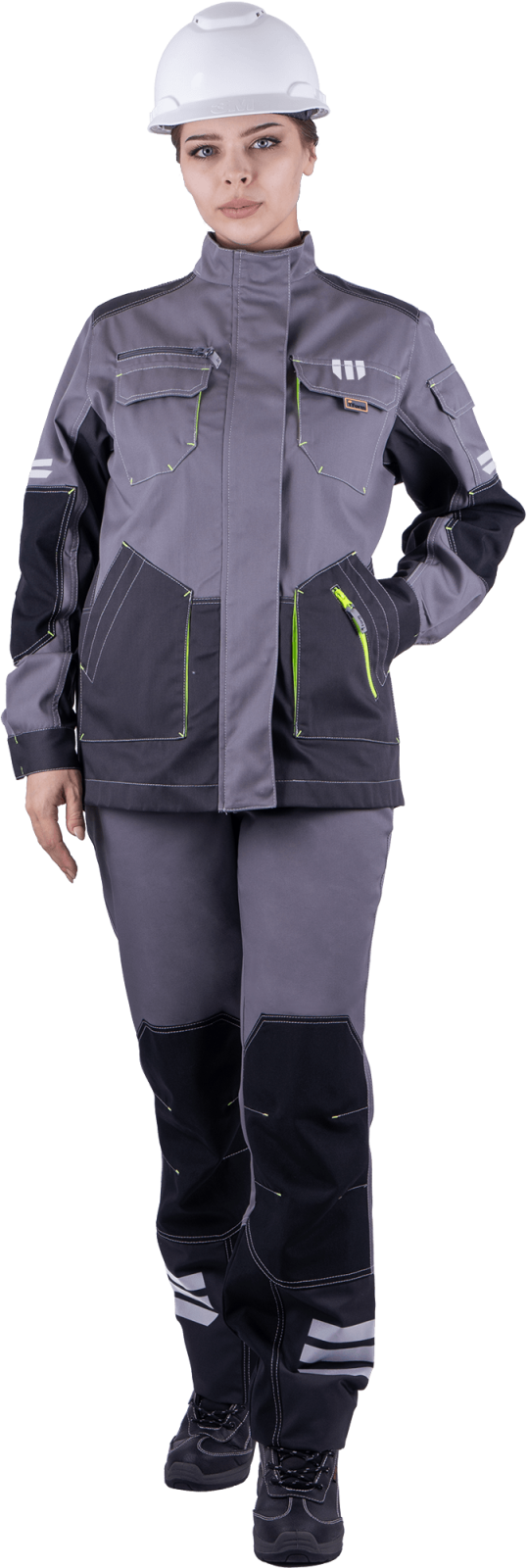 Куртка женская Эдванс, тк.Томбой,245, серый/т.серый/черный