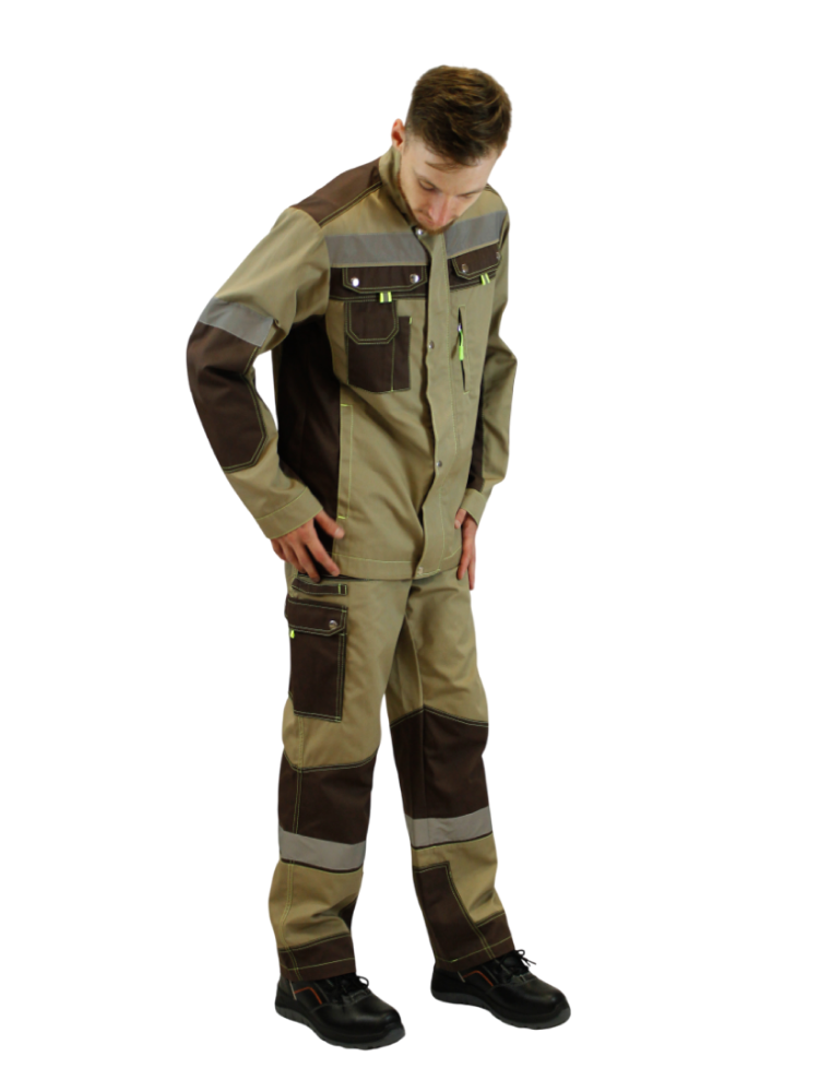 Костюм мужской ИТР Кронос мод.1, тк.Смесовая,245, брюки, бежевый/коричневый М