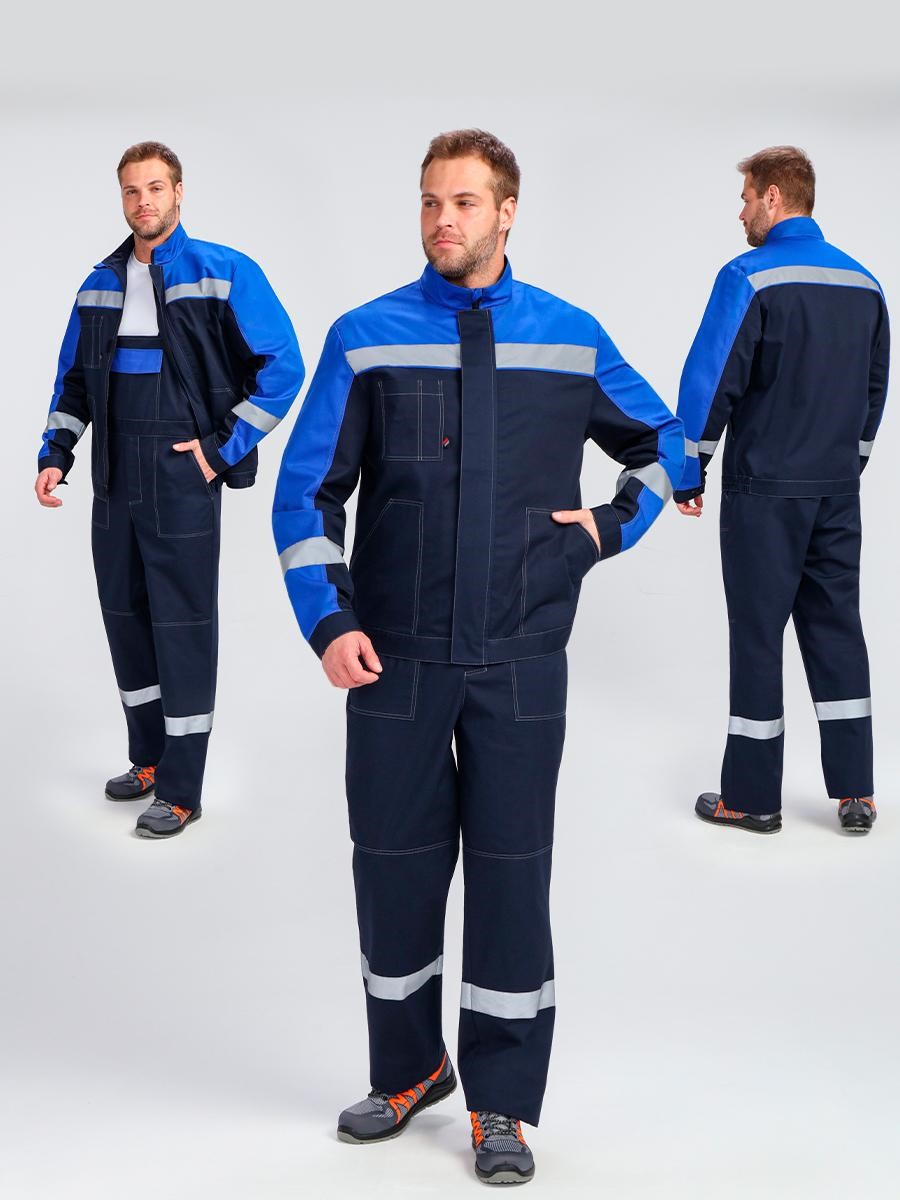Костюм мужской Бриготек-2 СОП (тк.Смесовая,260) п/к, т.синий/васильковый