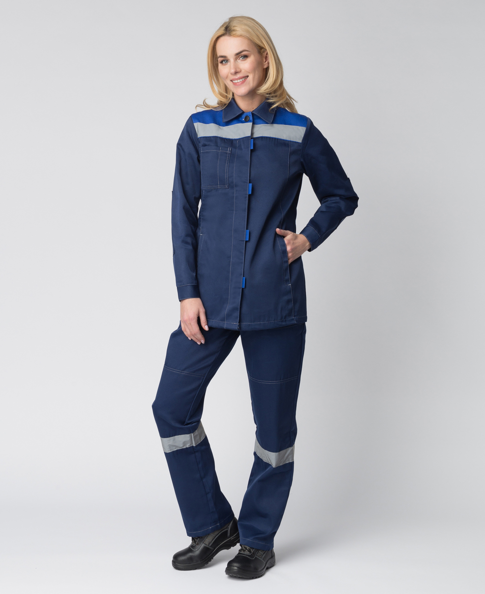 Костюм женский Весна-1 СОП NEW, тк.Смесовая,210, брюки, т.синий/васильковый М