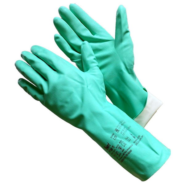 Перчатки нитриловые технические КЩС К80Щ50 RNF15, хлопковое напыление, бирюзовый