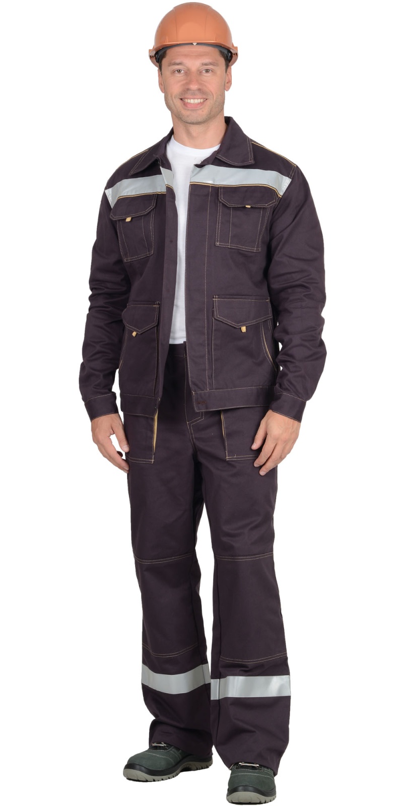 Костюм мужской СИРИУС-ТРОЯ, куртка, брюки, х/б,320, коричневый 