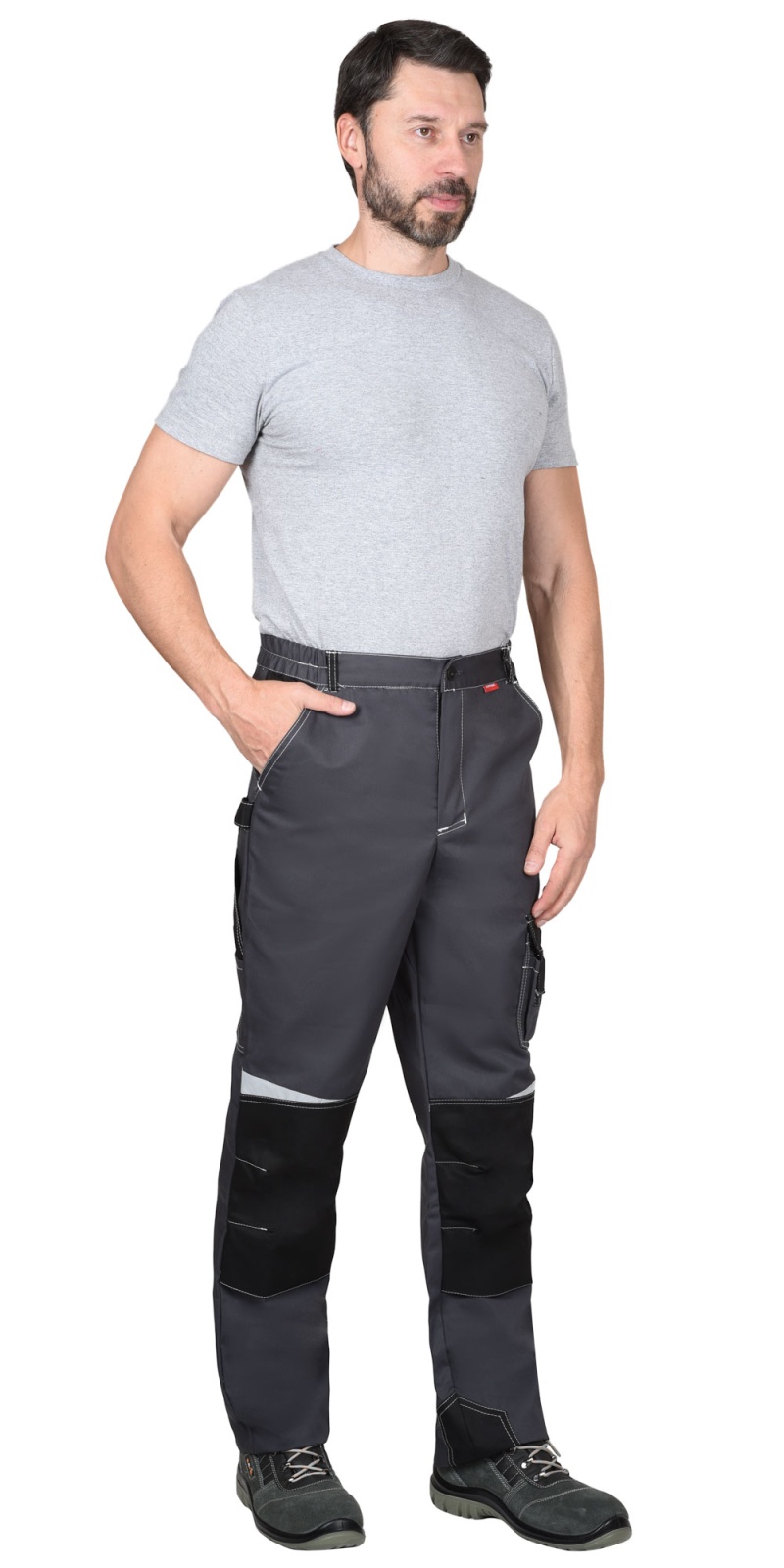Брюки мужские Фаворит-Мега-Сириус, тк.Смесовая,245, серый/черный М