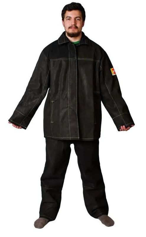 Костюм сварщика 3 кл. защиты цельноспилковый КС30, тк.Спилок 1,2-1,4, черный М