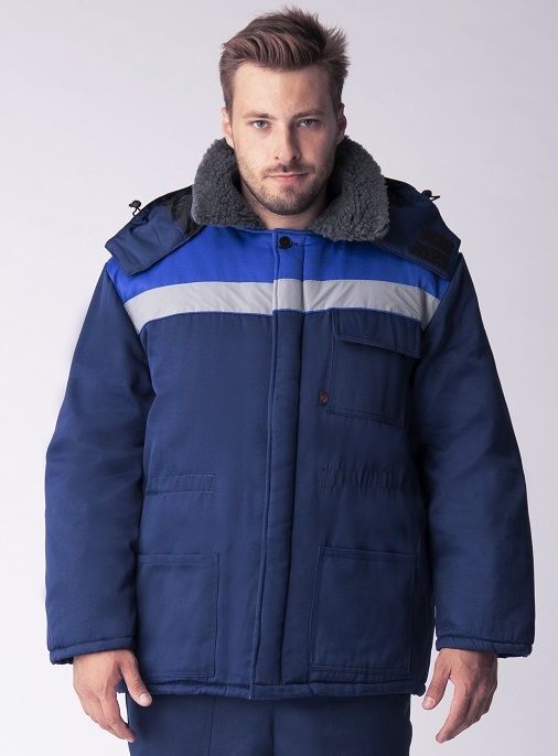 Куртка зимняя мужская Бригада, тк.Смесовая,210, т.синий/васильковый