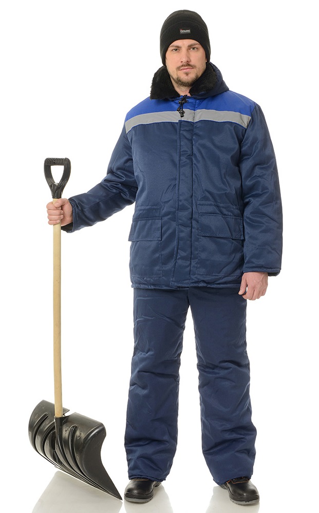 Куртка зимняя мужская Бригадир, тк.Смесовая,210, т.синий/васильковый