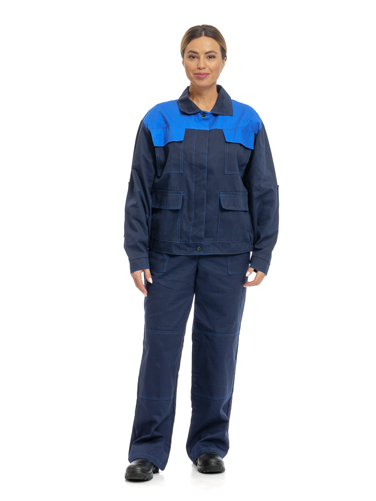 Куртка женская М5, тк.Хлопок,250, т.синий/васильковый М