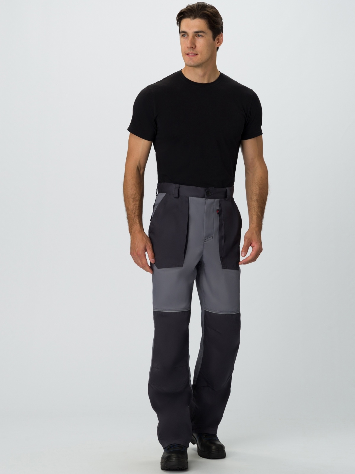 Брюки мужские Лидер IMP, тк.Смесовая,240, т.серый/св.серый М