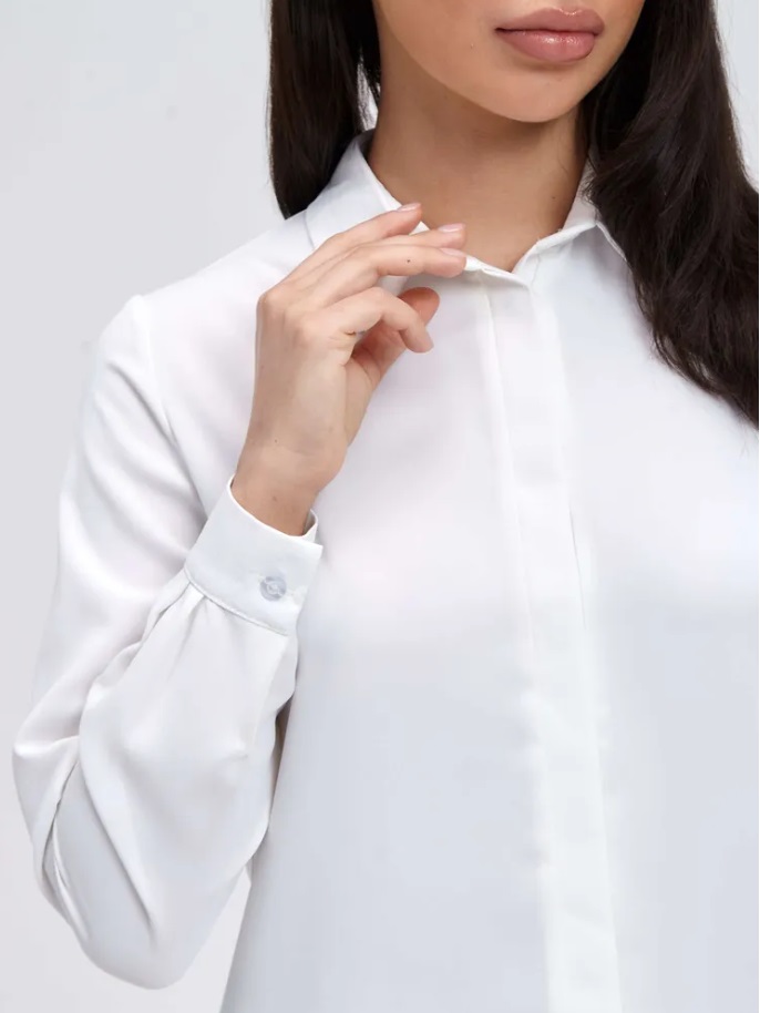 Блузка женская, тк.сорочечная, длинный рукав, белый