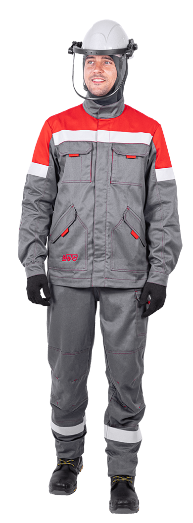 Костюм от терм. рисков электр. дуги ЭлектроСтоп ТЕРМО ЗЭТВ 29.7 кал/см, брюки, серый/красный М