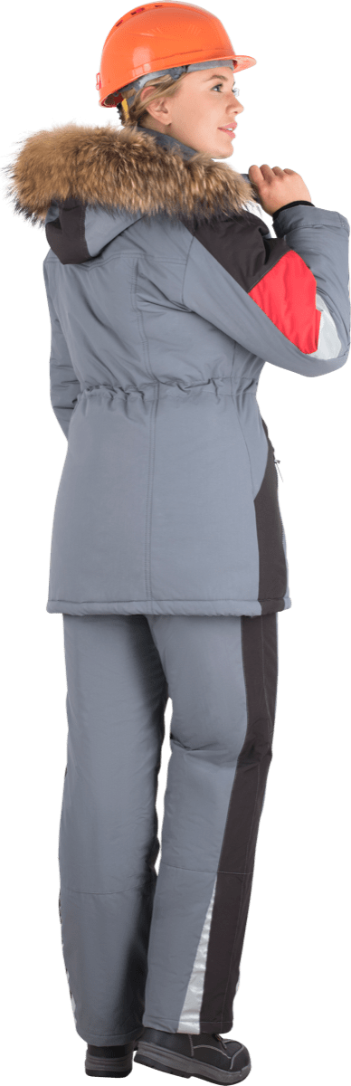 Куртка зимняя женская Хай-Тек, тк.Наутика,135, IV+Особый, серый/черный/красный