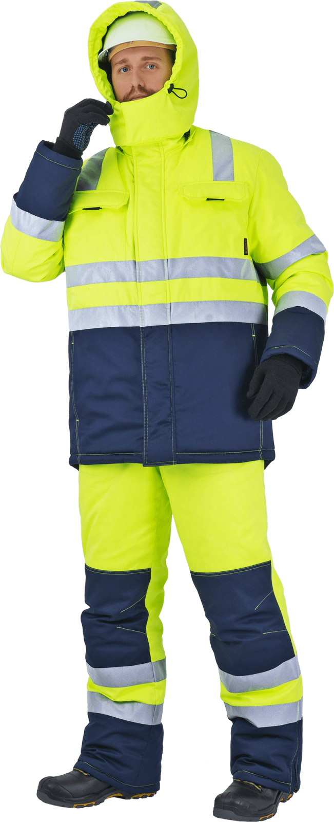 Костюм зимний Рефлект-1, тк.Смесовая,240, п/к, флуоресцентный желтый/синий М