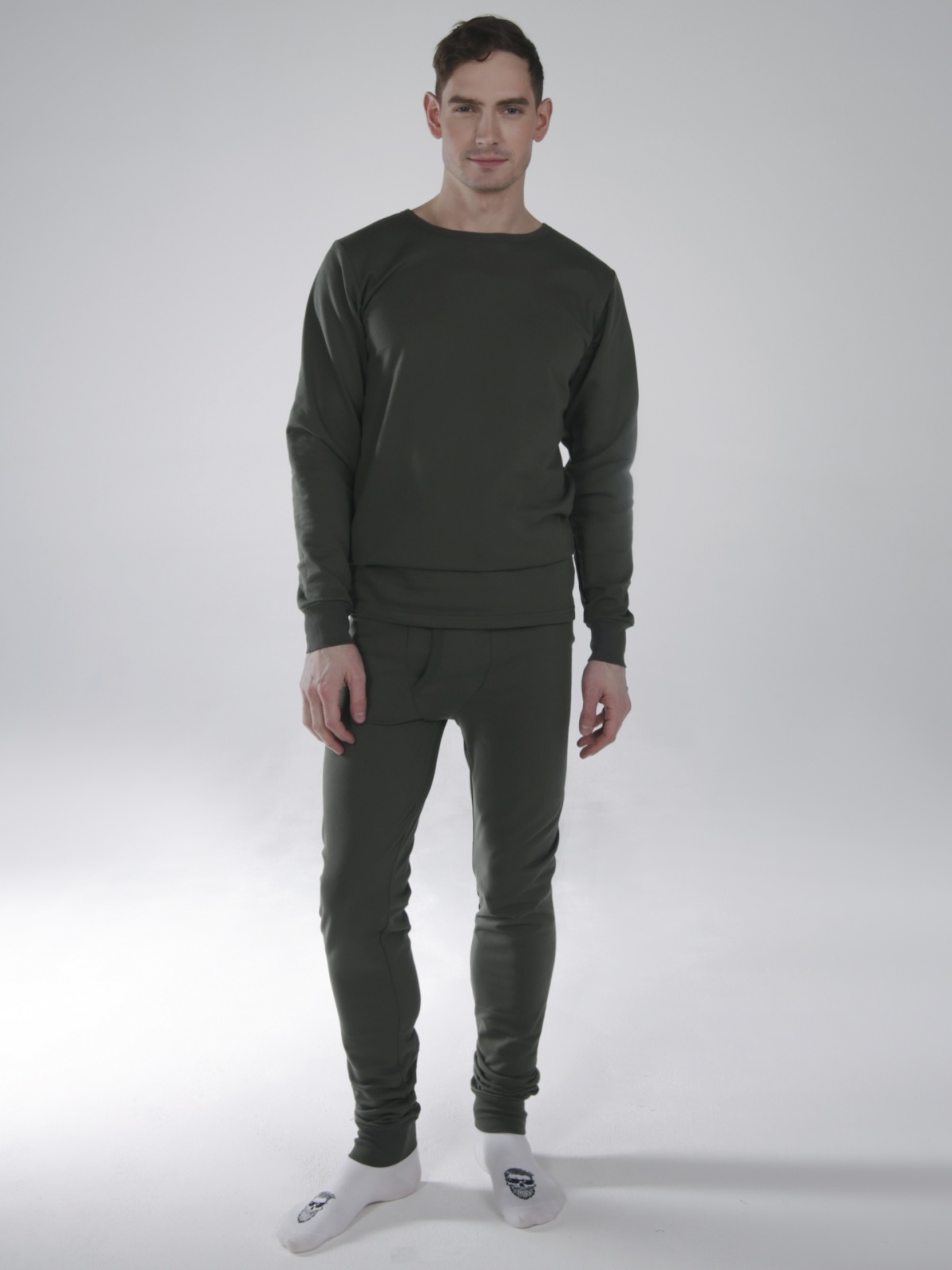 Белье нательное с начесом, тк.Трикотаж,250, оливковый М