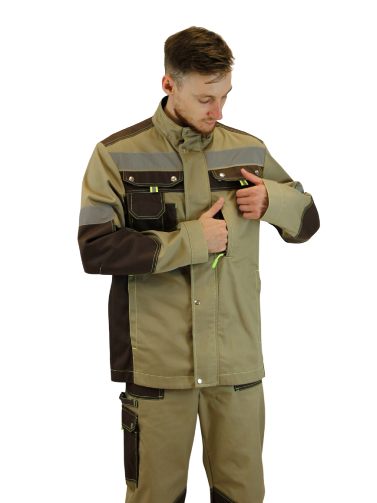 Костюм мужской ИТР Кронос мод.1, тк.Смесовая,245, брюки, бежевый/коричневый М