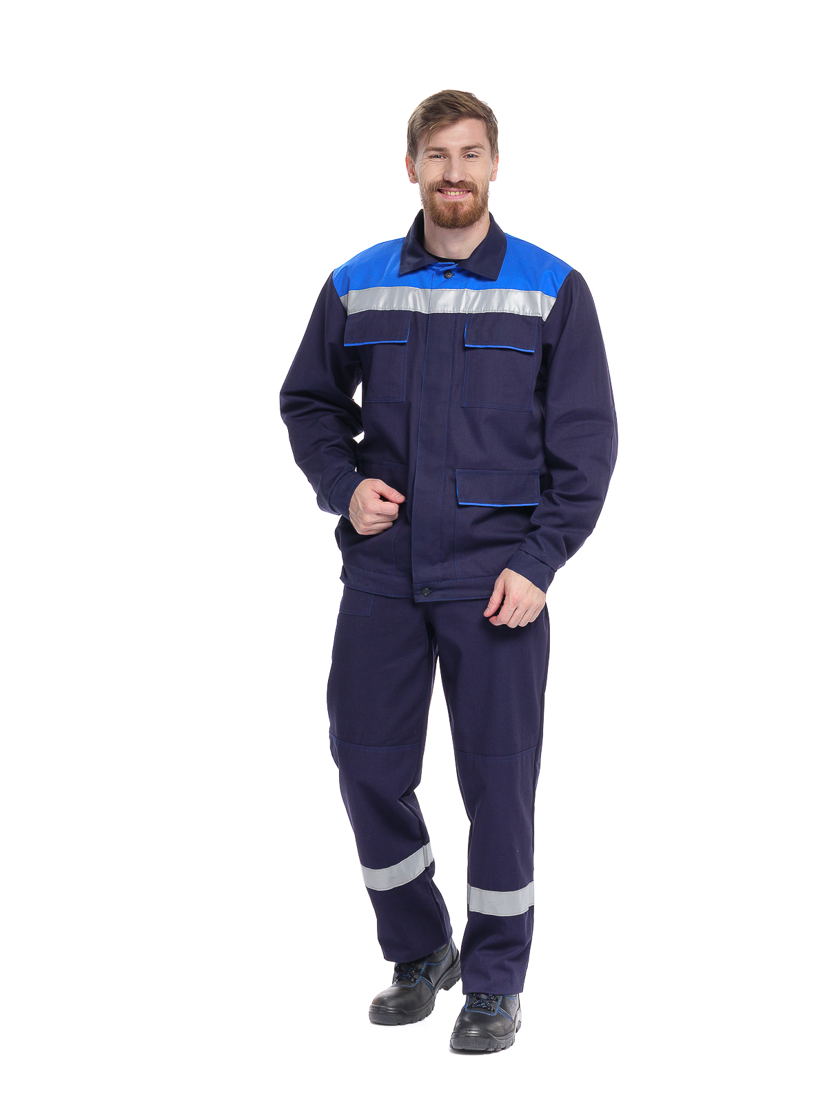 Куртка мужская М-5 Люкс, тк.Саржа,250, т-синий/васильковый