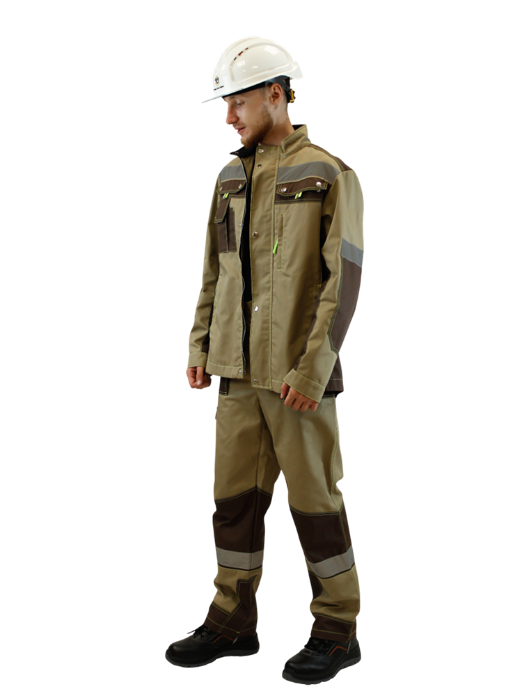 Костюм мужской ИТР Кронос мод.1, тк.Смесовая,245, брюки, бежевый/коричневый М